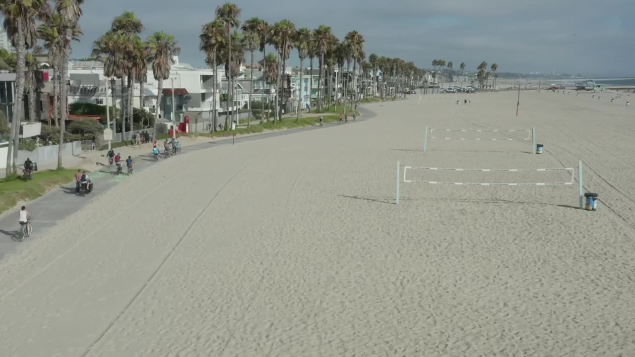 Beach volleyball courts on the sand