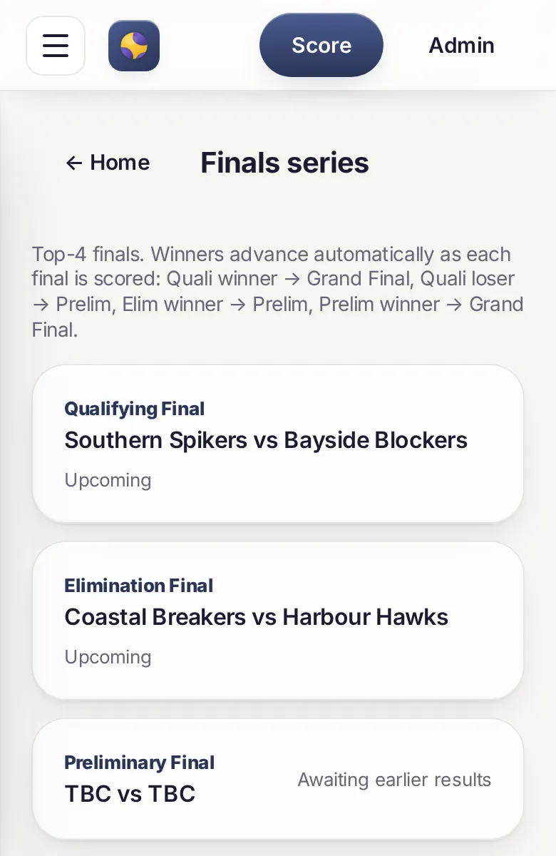 Finals series on a phone
